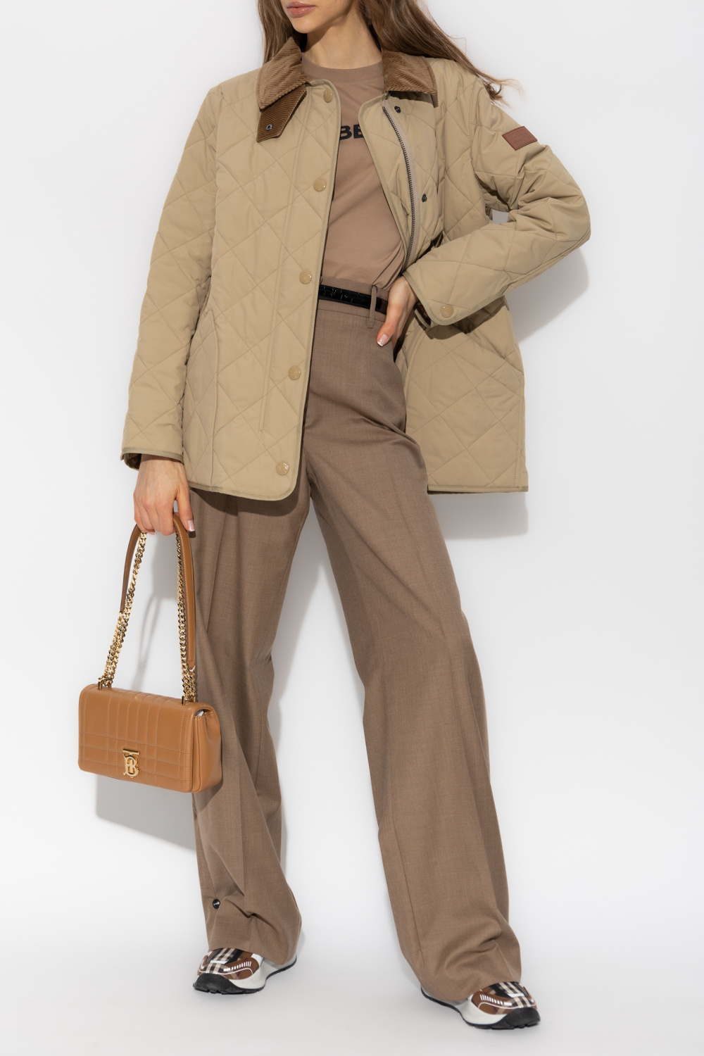 Tシャツ・カットソー BURBERRY 'Margot' T-shirt Beige BNWT Burberry Women's Margot Box Logo T-Shirt In Soft Fawn